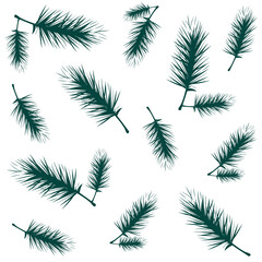 Pine branches pattern. Christmas hand drawn background. Vector. Design elements for invitations, greeting cards, quotes, blogs, posters, prints