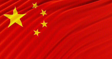 waving colorful national flag of china, amazing flag of china, .3D render