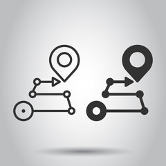 Map pin icon in flat style. gps navigation vector illustration on white isolated background. Locate position business concept.