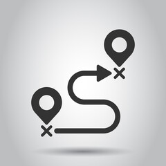 Map pin icon in flat style. gps navigation vector illustration on white isolated background. Locate position business concept.