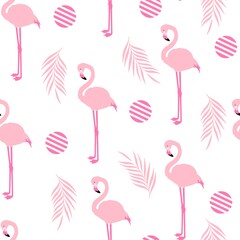 Flamingo pattern, vector, illustration. Pink Flamingo on a white background. Trendy background with Flamingo.