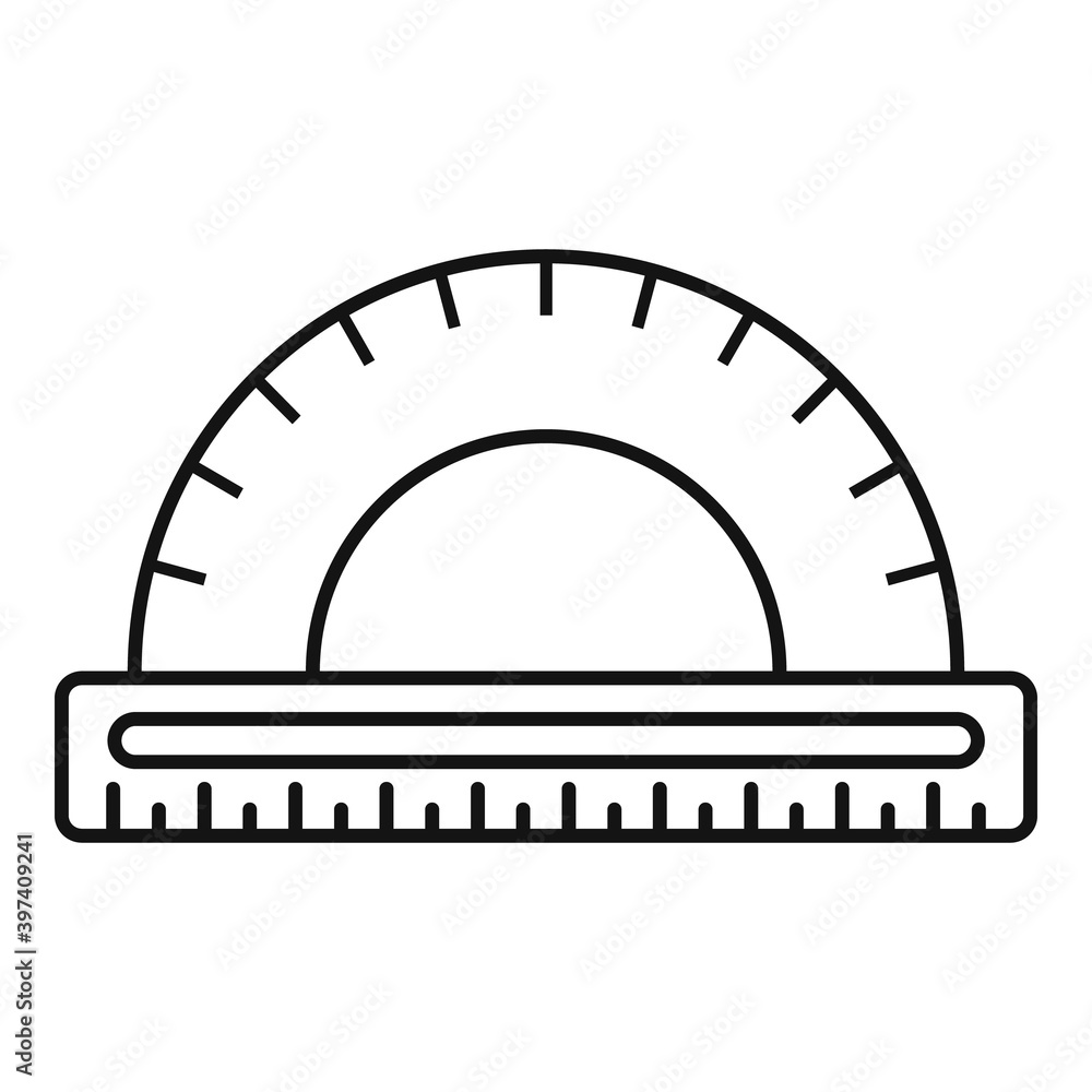 Poster protractor icon. outline protractor vector icon for web design isolated on white background