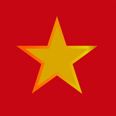 gold color christmas star on red background 