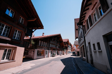 Ancient architecture of Brienz old town, Switzerland.