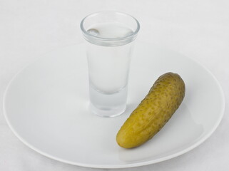 Gloomy morning - 50 grams of vodka with pickled cucumber