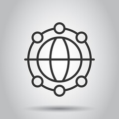 Fototapeta premium Earth planet icon in flat style. Globe geographic vector illustration on white isolated background. Global communication business concept.