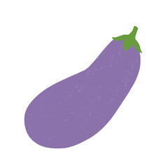 eggplant on white background raster illustration with pencil texture