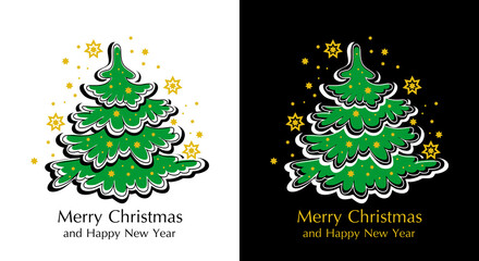 Greeting card with Christmas tree