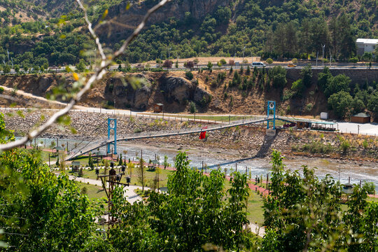 Tunceli, Turkey-September 18 2020: Tunceli city with munzur river