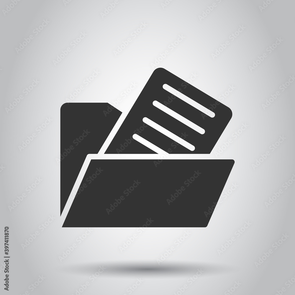 Poster file folder icon in flat style. documents archive vector illustration on isolated background. storag