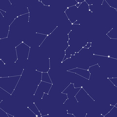 Zodiac constellations seamless pattern vector
