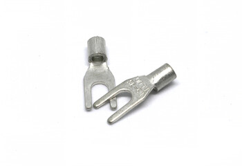 Spade terminals electrical cable connector accessories isolated on white background