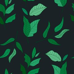 Seamless pattern with Green branches. Vector fresh beauty rustic eco friendly background. 