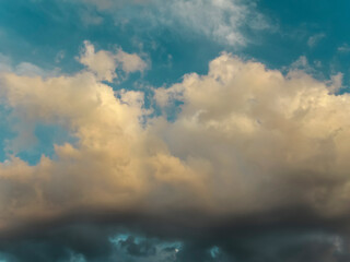 Fototapeta na wymiar View of the clouds through a light filter