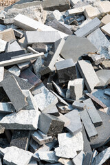 home improvement, debris, granite and marble blocks