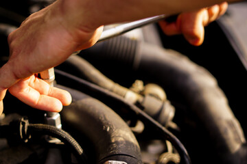 repairing the car engine