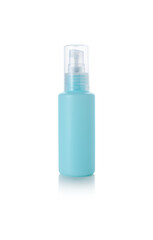 skincare blue bottle on white background