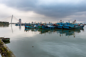 The old fisher harbor of Da Nang in Vietnam
