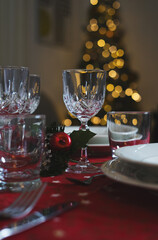Beautiful table setting for Christmas dinner