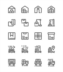 set of 20 Icon Vector design for Logistics and transportation, Editable stroke, vector graphic design