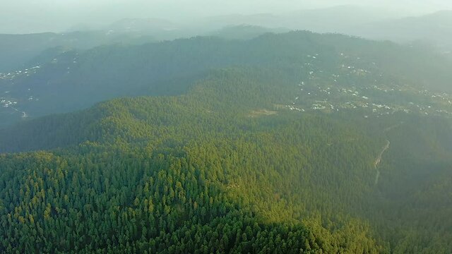 4K Drone Footage, Aerial view of Patriata Murree, Lush Green Pine Trees Forest Landscape and Patriata Chairlift, New Murree, Punjab, Pakistan, 4K Forest Videos, 
