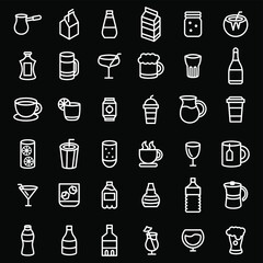 Set Abstract Doodle Elements Hand Drawn Collection Drink Beverages Cocktails Alcohol Sketch Vector Design Style Background Illustration For Restaurant Cafe Illustration Icons