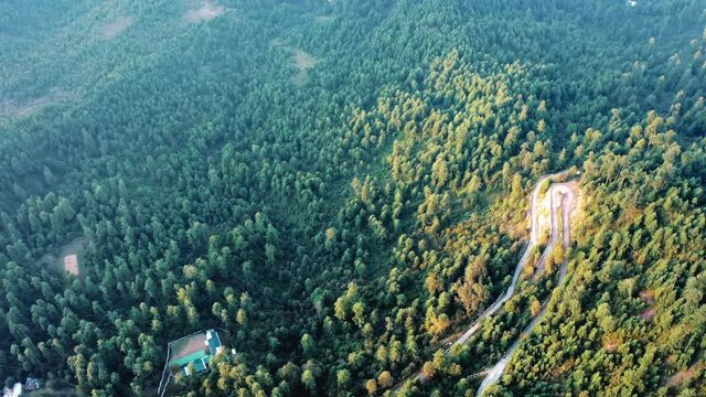 4K Drone Footage, Aerial view of Patriata Murree, Lush Green Pine Trees Forest Landscape and Patriata Chairlift, New Murree, Punjab, Pakistan, 4K Forest Videos, 
