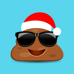 Funny poop emoji in Christmas hat