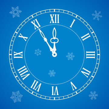 Five minutes to midnight holiday clock illustration