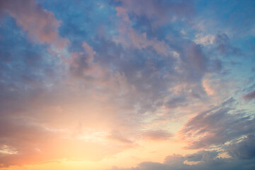 Naklejka na ściany i meble Evening sky with colorful clouds sunset 