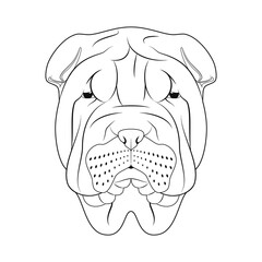 Shar Pei dog easy coloring cartoon vector illustration. Isolated on white background