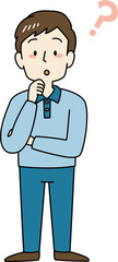 疑問を抱く男性（全身）