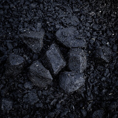 Natural black coals for background. Industrial coals. Energy on earth.