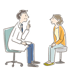 Illustration of a woman listening to a doctor
