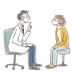 Illustration of a woman listening to a doctor