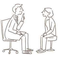 Illustration of a woman listening to a doctor