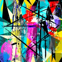 Gardinen abstract background composition, with paint strokes, splashes and triangles © Kirsten Hinte