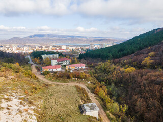 Aerial view of town of Vratsa, Bulgaria