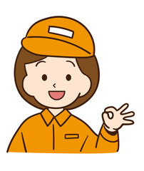 OKサインを出す作業着の女性アイコン