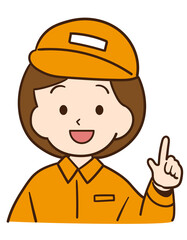 ポイントを説明する作業着女性のアイコン