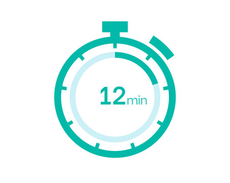 12 minutes timer icon, 12 min digital timer. Clock and watch, timer, countdown