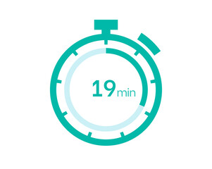 19 minutes timer icon, 19 min digital timer. Clock and watch, timer, countdown