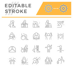 Naklejka premium Set line icons of physical therapy