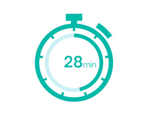 28 minutes timer icon, 28 min digital timer. Clock and watch, timer, countdown