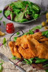 Chicken chnitzel breaded