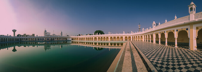 Nankana Sahib, Punjab, Pakistan - April, 12, 2020: The Sarovar (Holiest Pool), Gurdwara Janamasthan Guru Nanak Dev Ji, located at Nankana Sahib District.