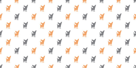 Dog seamless pattern, Chihuahua on white background.