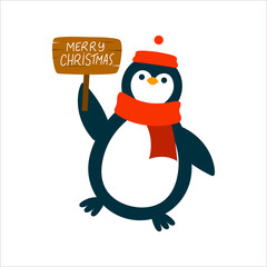 Christmas penguin with an information