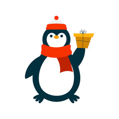Penguin character with gift