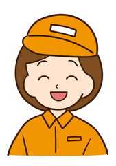 笑顔の作業着女性のアイコン